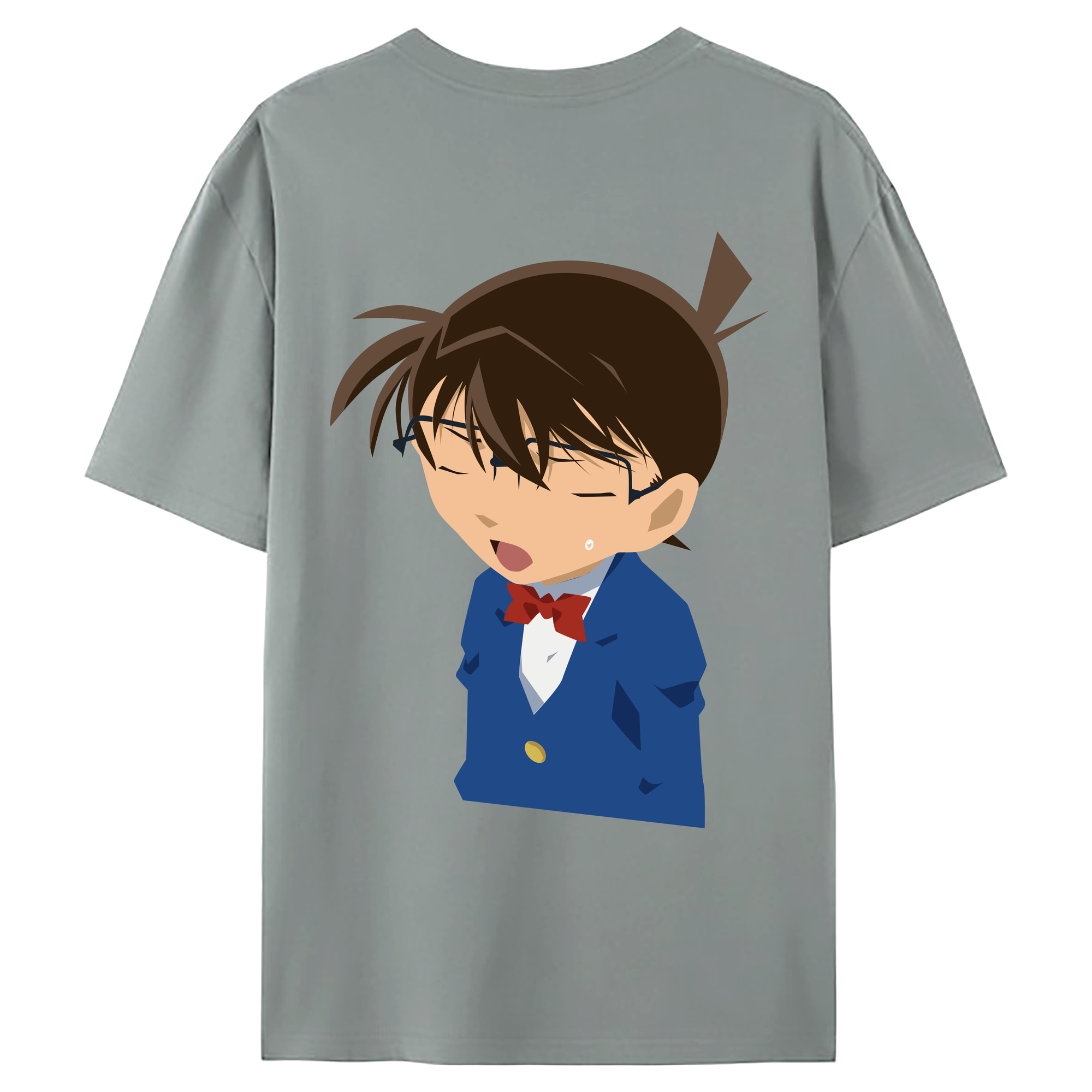 （画像用） 名探偵コナン 江戸川 コナン Detective Conan Conan Edogawa 綿100％ メンズ半袖Tシャツ（バックプリント） 通気性